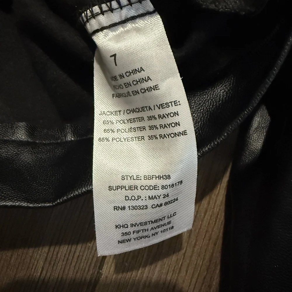 Blueberi Boulevard Faux Leather Moto Jacket Black Kids Size 7